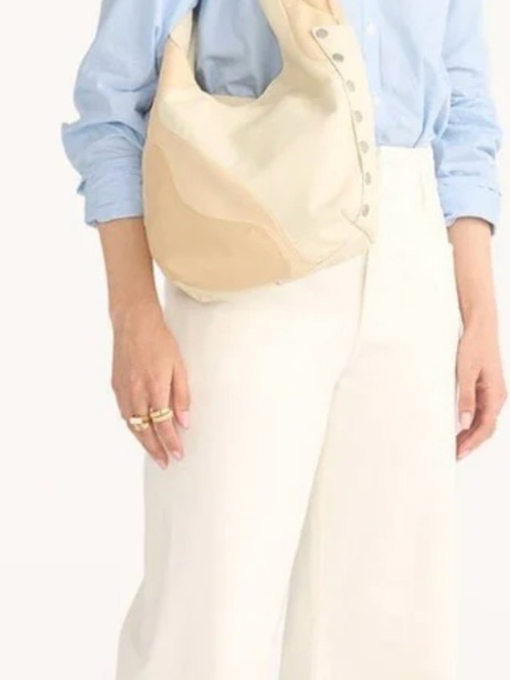Hammitt Cream and Beige Two-Tone Leather Shoulder Bag - Picture 2 of 13